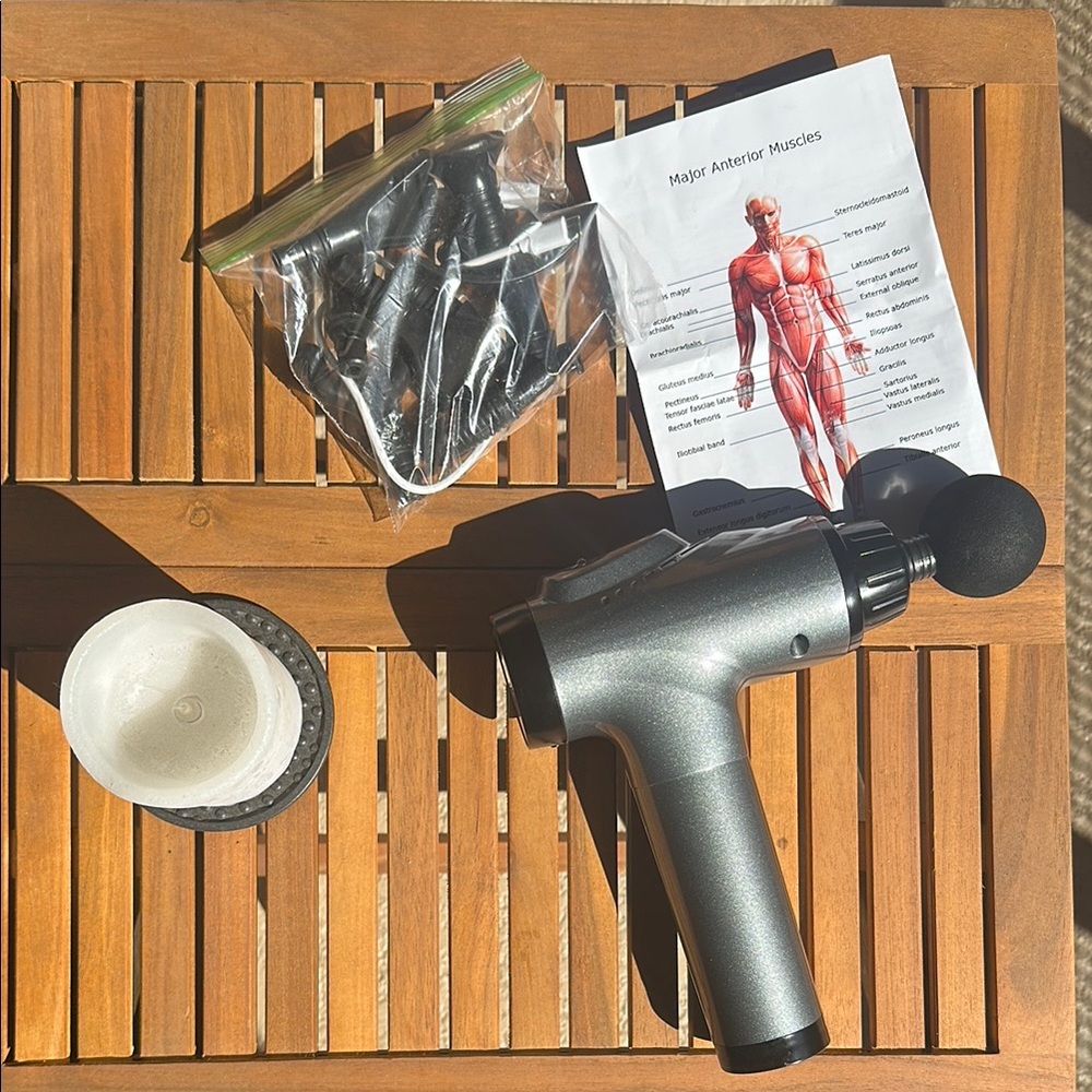 Silver Massage Gun with Accessories